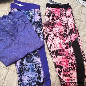 Adidas Lavender and Black and Pink and Black Abstract Leggings